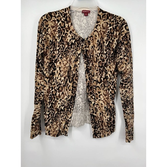 MERONA animal print cardigan size S almost new condition 92% cotton p2p 19” - Picture 4 of 5